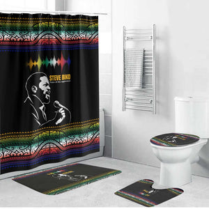 Steve Biko Bathroom Set with Microphone Portrait, Black Consciousness Quote and Vibrant Ethnic Wave - African Pride