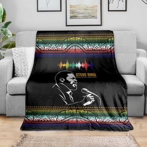 Steve Biko Blanket with Microphone Portrait, Black Consciousness Quote and Vibrant Ethnic Wave - African Pride