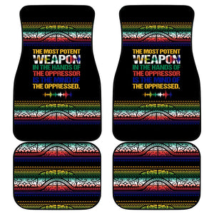 Steve Biko Car Mats with Microphone Portrait, Black Consciousness Quote and Vibrant Ethnic Wave - African Pride