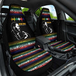 Steve Biko Car Seat Cover with Microphone Portrait, Black Consciousness Quote and Vibrant Ethnic Wave - African Pride