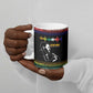 Steve Biko Ceramic Mug with Microphone Portrait, Black Consciousness Quote and Vibrant Ethnic Wave - African Pride