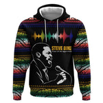 Steve Biko Hoodie with Microphone Portrait, Black Consciousness Quote and Vibrant Ethnic Wave - African Pride