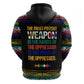 Steve Biko Hoodie with Microphone Portrait, Black Consciousness Quote and Vibrant Ethnic Wave - African Pride