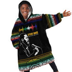 Steve Biko Kid Wearable Blanket Hoodie with Microphone Portrait, Black Consciousness Quote and Vibrant Ethnic Wave - African Pride