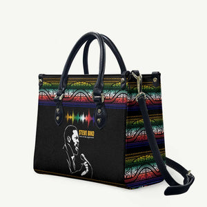Steve Biko Leather Bag with Microphone Portrait, Black Consciousness Quote and Vibrant Ethnic Wave - African Pride