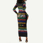 Steve Biko Long Sleeve Bodycon Dress with Microphone Portrait, Black Consciousness Quote and Vibrant Ethnic Wave - African Pride