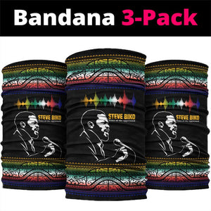 Steve Biko Neck Gaiter with Microphone Portrait, Black Consciousness Quote and Vibrant Ethnic Wave - African Pride