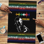 Steve Biko Puzzle with Microphone Portrait, Black Consciousness Quote and Vibrant Ethnic Wave - African Pride