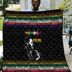 Steve Biko Quilt with Microphone Portrait, Black Consciousness Quote and Vibrant Ethnic Wave - African Pride