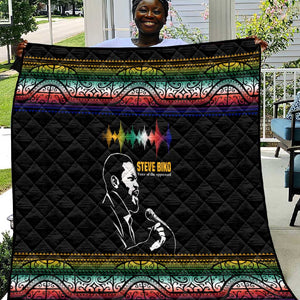 Steve Biko Quilt with Microphone Portrait, Black Consciousness Quote and Vibrant Ethnic Wave - African Pride