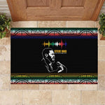 Steve Biko Rubber Doormat with Microphone Portrait, Black Consciousness Quote and Vibrant Ethnic Wave - African Pride