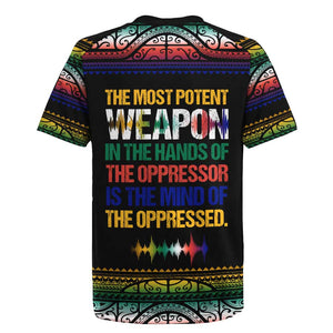 Steve Biko Rugby Jersey with Microphone Portrait, Black Consciousness Quote and Vibrant Ethnic Wave - African Pride