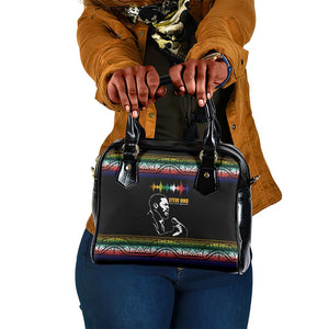 Steve Biko Shoulder Handbag with Microphone Portrait, Black Consciousness Quote and Vibrant Ethnic Wave - African Pride