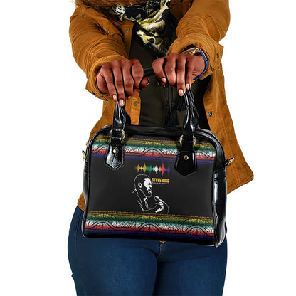 Steve Biko Shoulder Handbag with Microphone Portrait, Black Consciousness Quote and Vibrant Ethnic Wave - African Pride