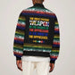 Steve Biko Sleeve Zip Bomber Jacket with Microphone Portrait, Black Consciousness Quote and Vibrant Ethnic Wave - African Pride