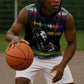 Steve Biko Sleeveless Hoodie with Microphone Portrait, Black Consciousness Quote and Vibrant Ethnic Wave - African Pride