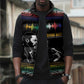 Steve Biko Sleeveless Puffer Jacket with Microphone Portrait, Black Consciousness Quote and Vibrant Ethnic Wave - African Pride