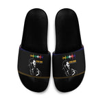 Steve Biko Slide Sandals with Microphone Portrait, Black Consciousness Quote and Vibrant Ethnic Wave - African Pride
