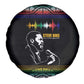 Steve Biko Spare Tire Cover with Microphone Portrait, Black Consciousness Quote and Vibrant Ethnic Wave - African Pride