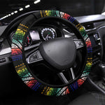 Steve Biko Steering Wheel Cover with Microphone Portrait, Black Consciousness Quote and Vibrant Ethnic Wave - African Pride