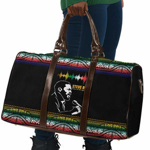 Steve Biko Travel Bag with Microphone Portrait, Black Consciousness Quote and Vibrant Ethnic Wave - African Pride