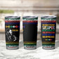 Steve Biko Tumbler Cup with Microphone Portrait, Black Consciousness Quote and Vibrant Ethnic Wave - African Pride