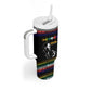 Steve Biko Tumbler With Handle with Microphone Portrait, Black Consciousness Quote and Vibrant Ethnic Wave - African Pride