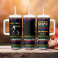 Steve Biko Tumbler With Handle with Microphone Portrait, Black Consciousness Quote and Vibrant Ethnic Wave - African Pride
