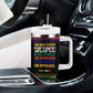 Steve Biko Tumbler With Handle with Microphone Portrait, Black Consciousness Quote and Vibrant Ethnic Wave - African Pride