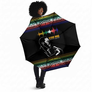 Steve Biko Umbrella with Microphone Portrait, Black Consciousness Quote and Vibrant Ethnic Wave - African Pride