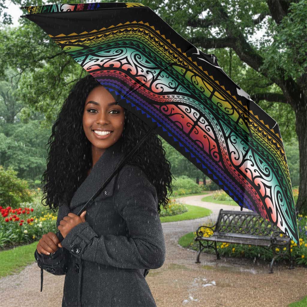 Steve Biko Umbrella with Microphone Portrait, Black Consciousness Quote and Vibrant Ethnic Wave - African Pride