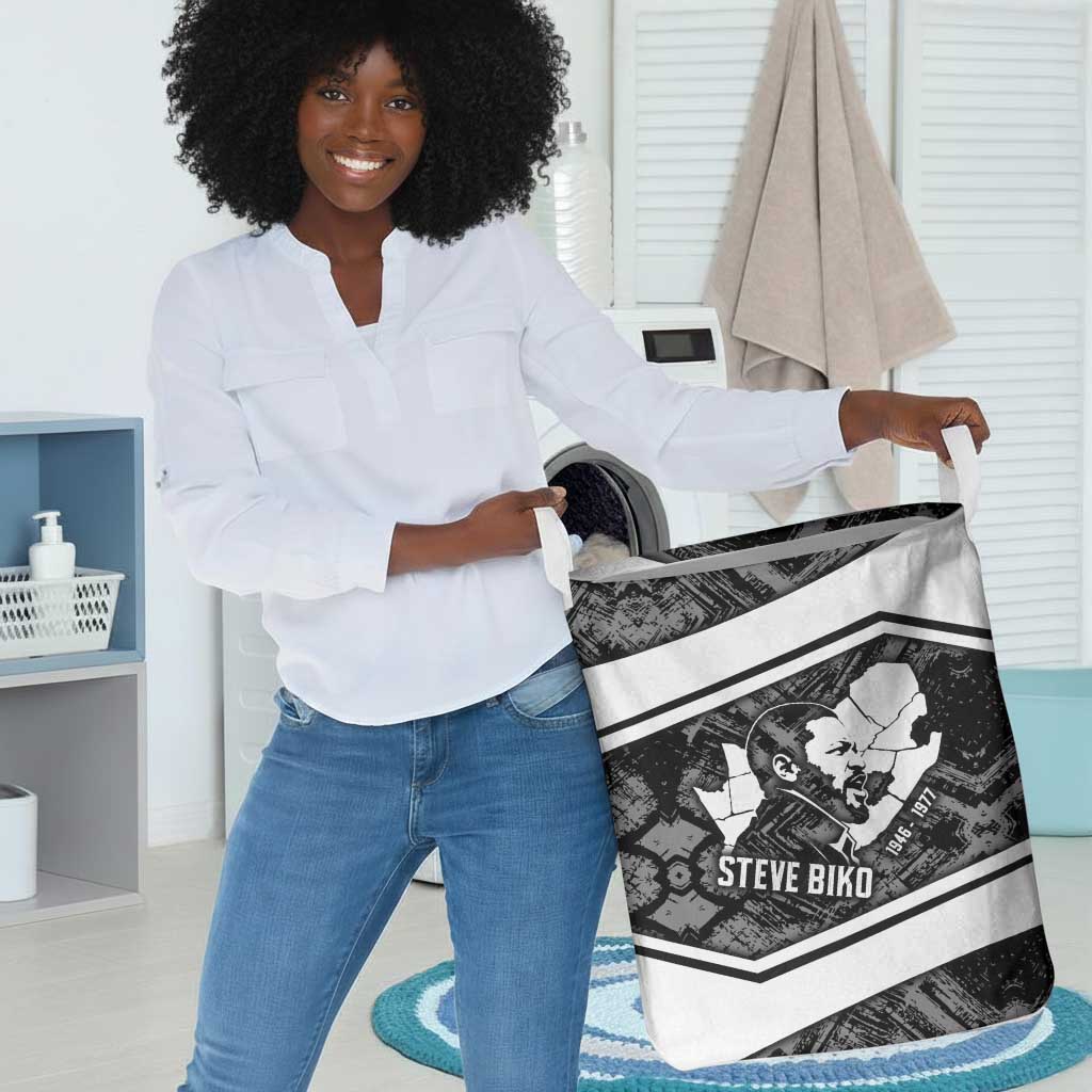 Steve Biko Laundry Basket with Monochrome Portrait, Ideas Do Not Die Quote - African Pride