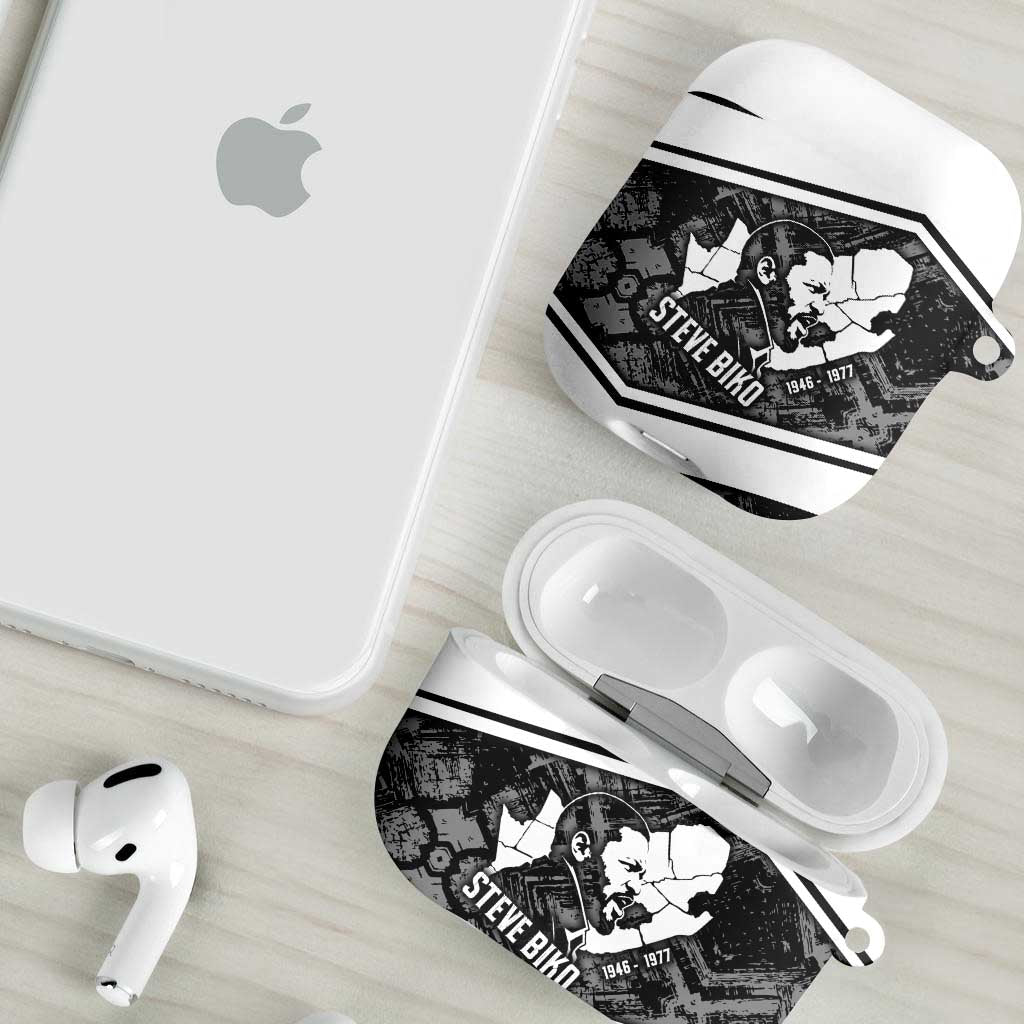 Steve Biko AirPods Case with Monochrome Portrait, Ideas Do Not Die Quote - African Pride