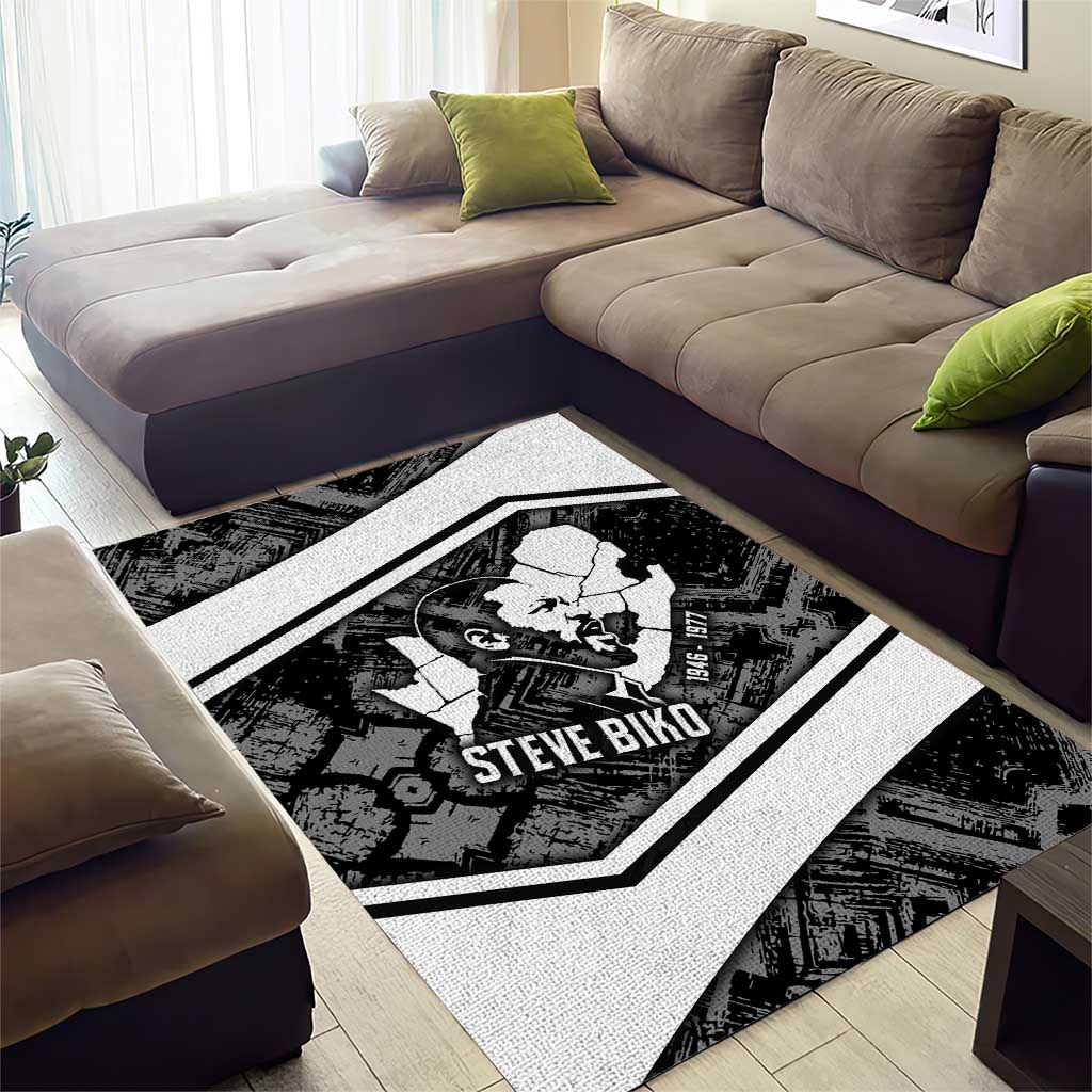 Steve Biko Area Rug with Monochrome Portrait, Ideas Do Not Die Quote - African Pride