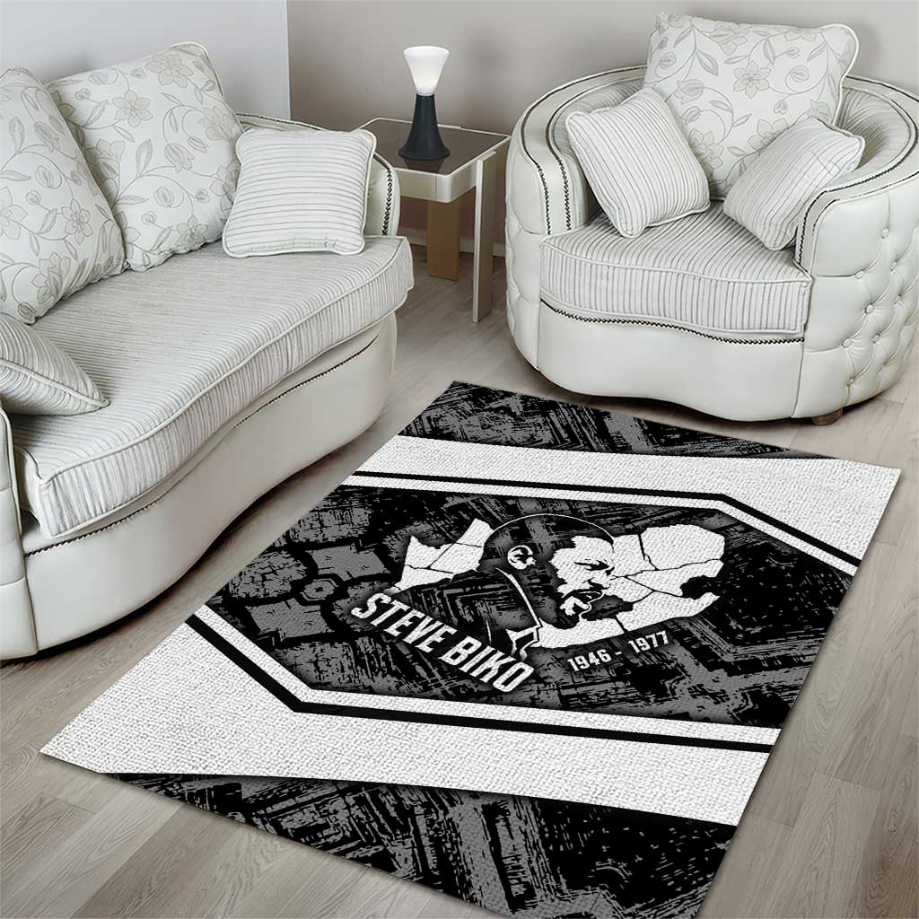 Steve Biko Area Rug with Monochrome Portrait, Ideas Do Not Die Quote - African Pride