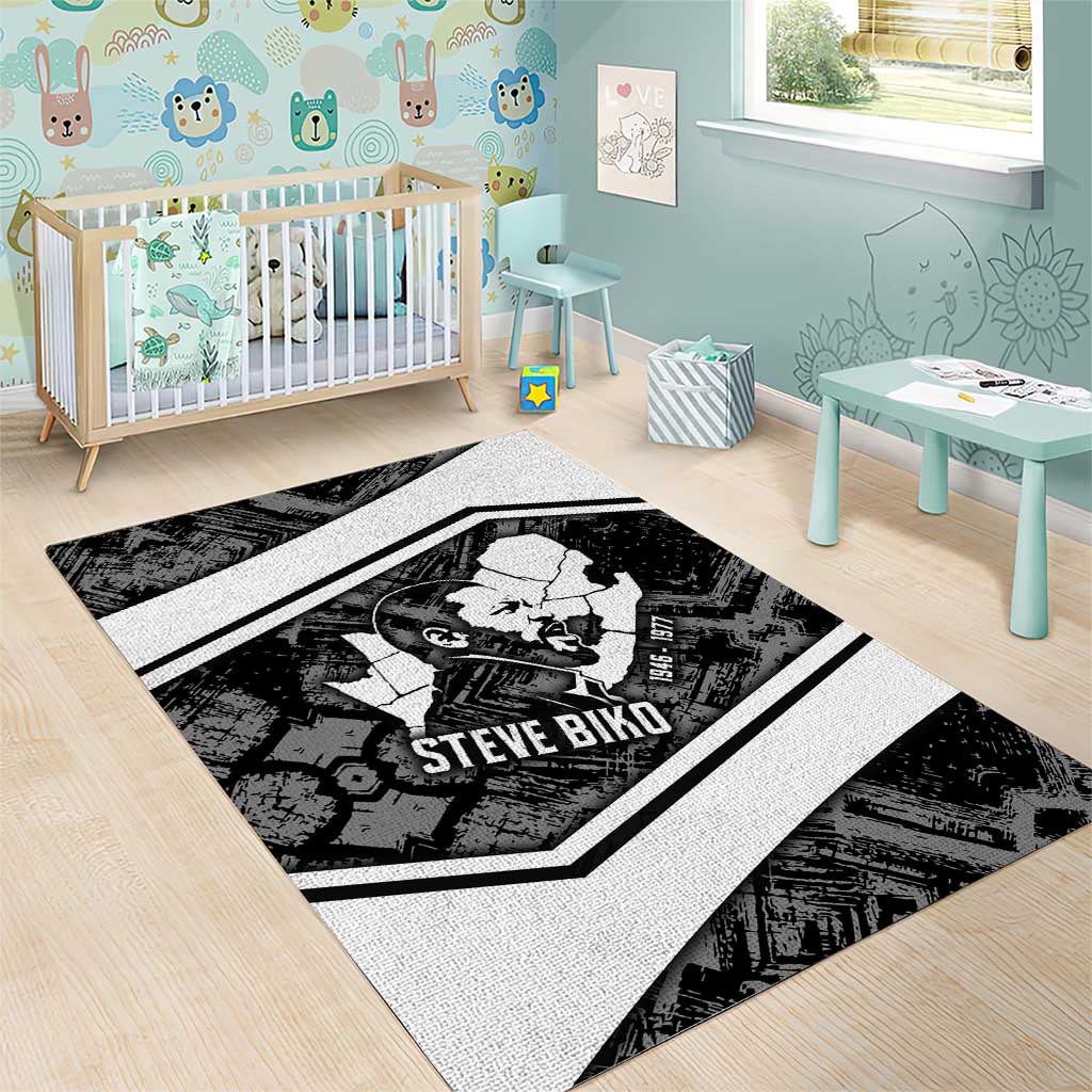 Steve Biko Area Rug with Monochrome Portrait, Ideas Do Not Die Quote - African Pride