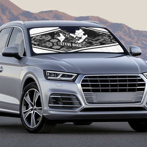 Steve Biko Auto Sun Shade with Monochrome Portrait, Ideas Do Not Die Quote - African Pride