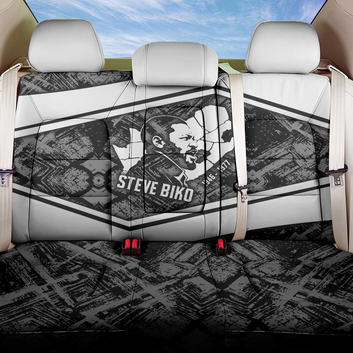 Steve Biko Back Car Seat Cover with Monochrome Portrait, Ideas Do Not Die Quote - African Pride