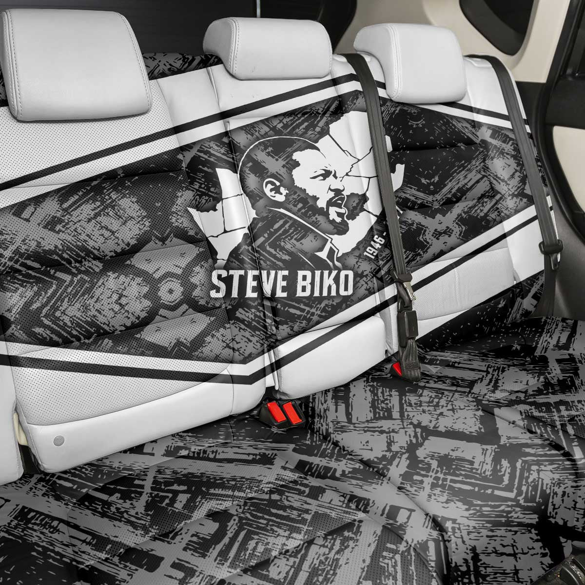 Steve Biko Back Car Seat Cover with Monochrome Portrait, Ideas Do Not Die Quote - African Pride
