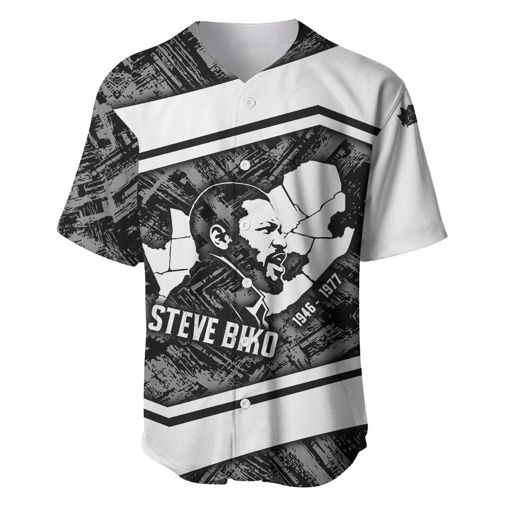 Steve Biko Baseball Jersey with Monochrome Portrait, Ideas Do Not Die Quote - African Pride