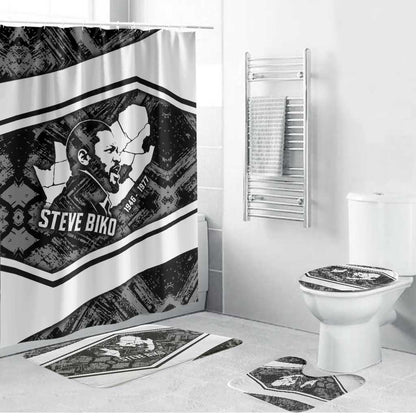 Steve Biko Bathroom Set with Monochrome Portrait, Ideas Do Not Die Quote - African Pride