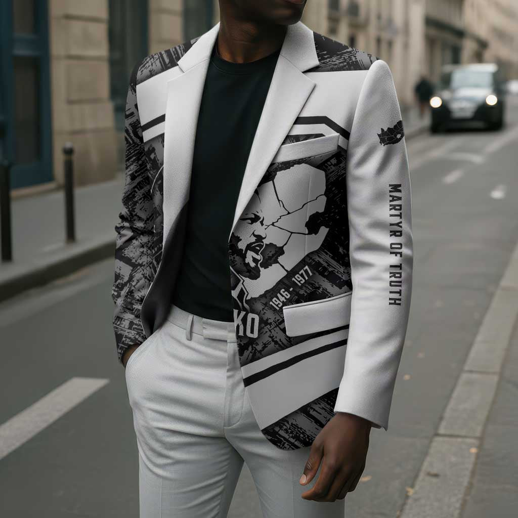 Steve Biko Blazer with Monochrome Portrait, Ideas Do Not Die Quote - African Pride