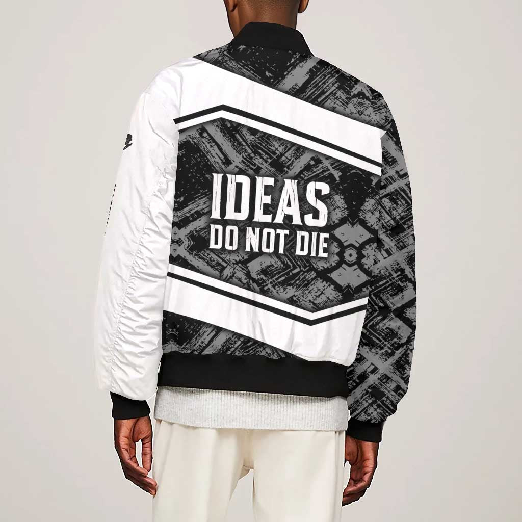 Steve Biko Bomber Jacket with Monochrome Portrait, Ideas Do Not Die Quote - African Pride