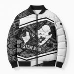 Steve Biko Bomber Puffer Jacket with Monochrome Portrait, Ideas Do Not Die Quote - African Pride
