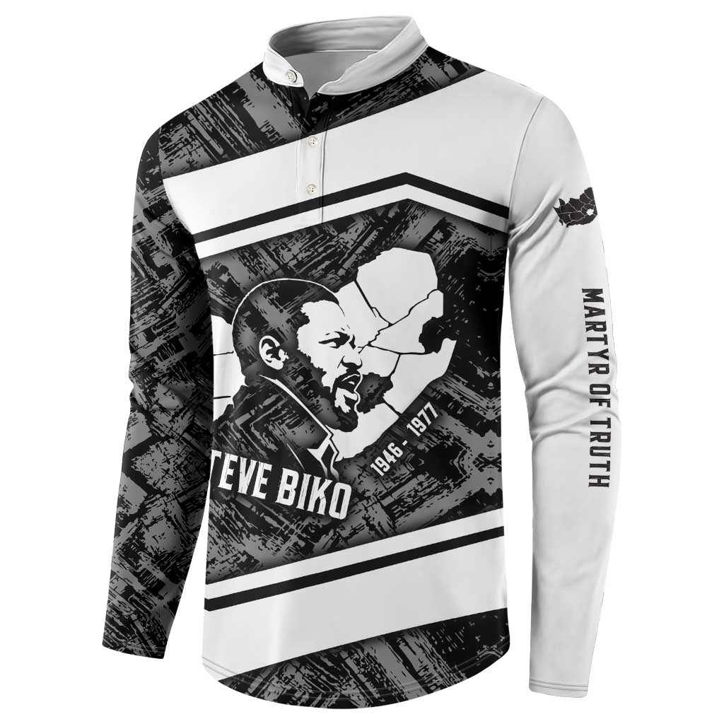 Steve Biko Button Sweatshirt with Monochrome Portrait, Ideas Do Not Die Quote