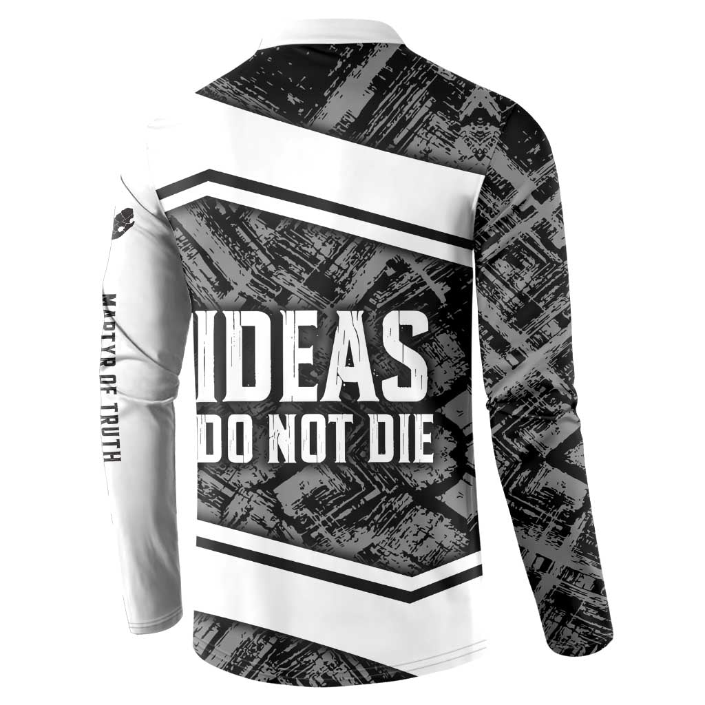 Steve Biko Button Sweatshirt with Monochrome Portrait, Ideas Do Not Die Quote