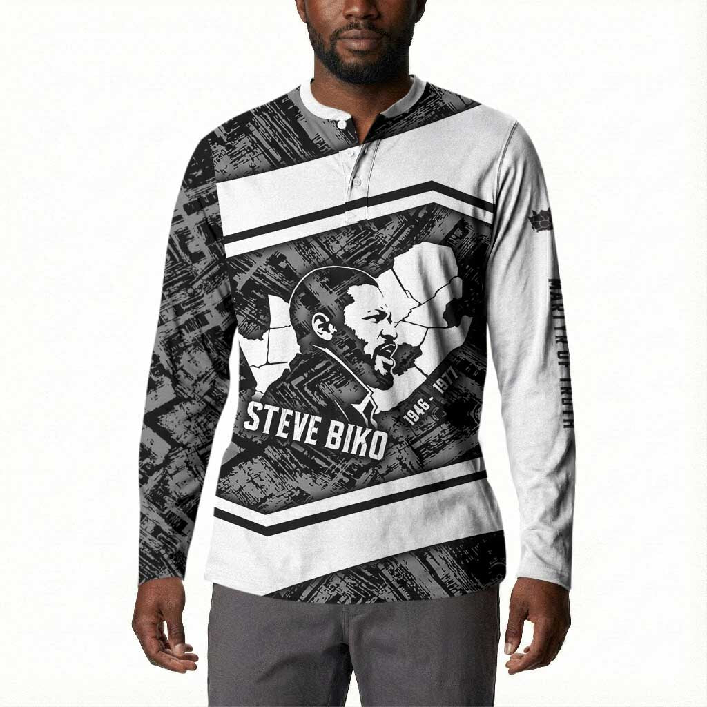 Steve Biko Button Sweatshirt with Monochrome Portrait, Ideas Do Not Die Quote