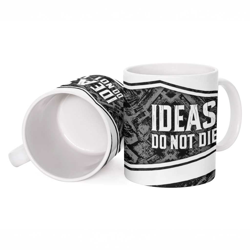 Steve Biko Ceramic Mug with Monochrome Portrait, Ideas Do Not Die Quote - African Pride