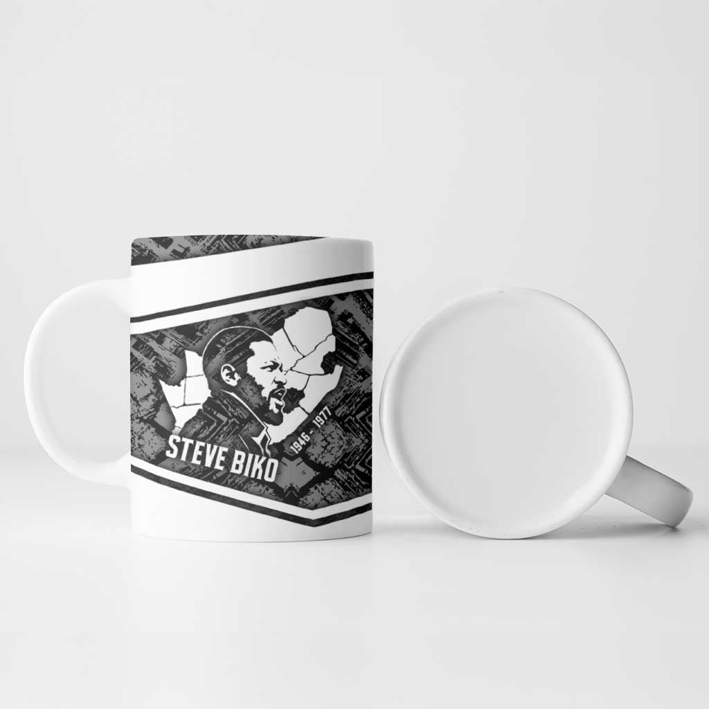 Steve Biko Ceramic Mug with Monochrome Portrait, Ideas Do Not Die Quote - African Pride