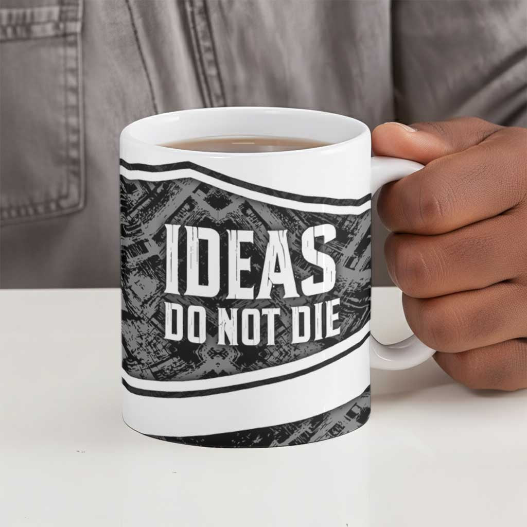 Steve Biko Ceramic Mug with Monochrome Portrait, Ideas Do Not Die Quote - African Pride